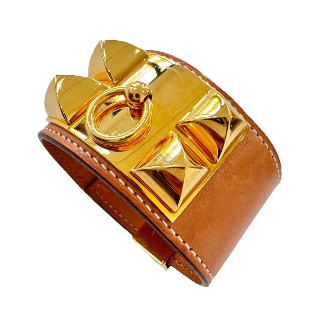 HERMES fauve Barenia Collier De Chien CDC Bracelet S